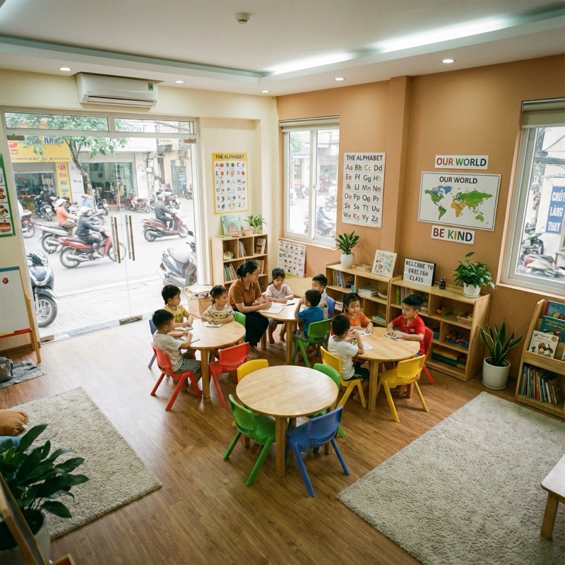 Không gian lớp học tại gia của Cô Tuyết